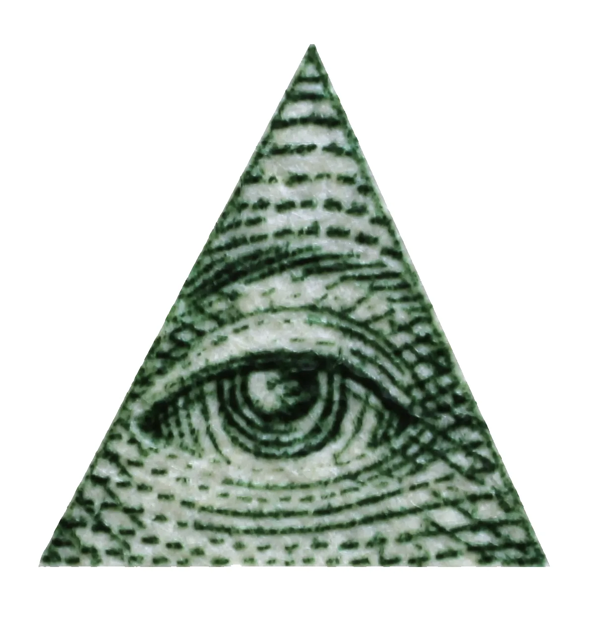 The Illuminati all-seeing eye triangle from the U.S. dollar. Transparent background, hi-resolution (>1000x1000px). There are a lot of low-res/super-compressed copies of the Illuminati eye on the Internet, so I decided to put a hi-res cop
