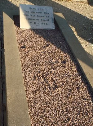 The simple burial site of The Somerton Man at the West Terrace cemetery in Adelaide