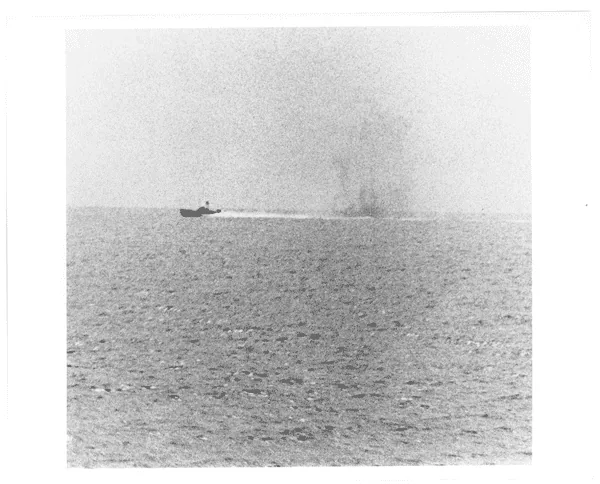 Photograph of Action Viewed from the U.S.S. Maddox During the Gulf of Tonkin Incident - NARA - 594290