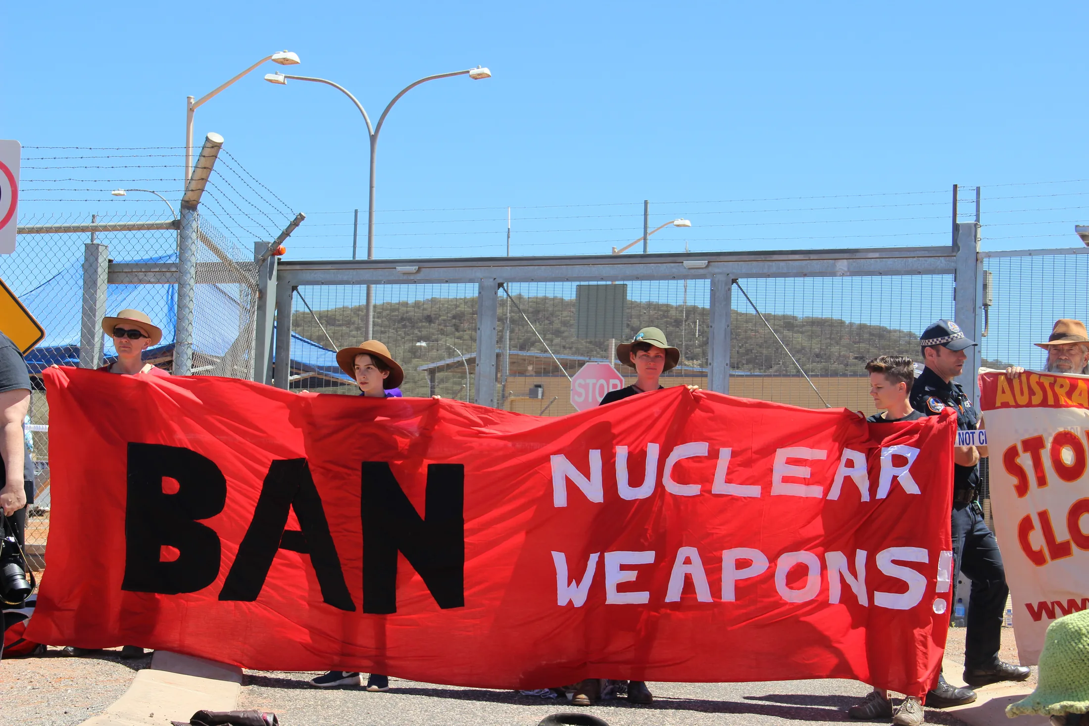 Peace/anti-nuclear protest at the Joint Defence Facility Pine Gap, Australia, in 2016