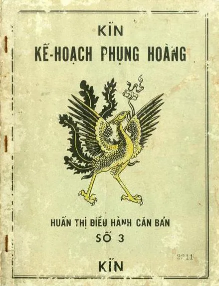 Trang bìa cuốn "Huấn thị điều hành căn bản Kế hoạch Phụng Hoàng" Tập số 3, bản kín (mật) số hiệu 2211.