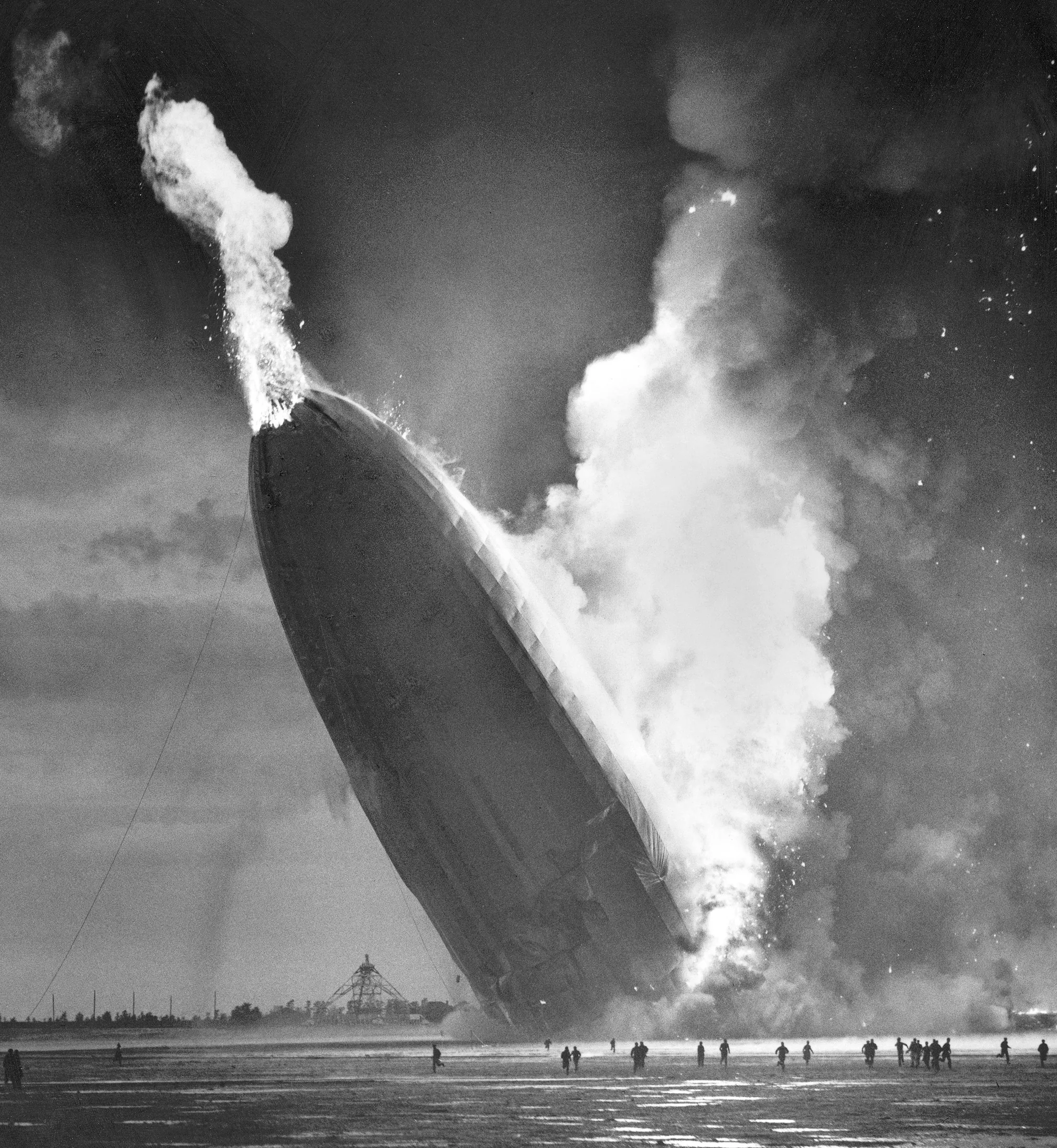 Hindenburg disaster in Lakehurst, New Jersey, on May 6, 1937.