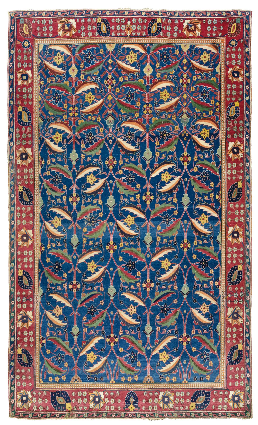 The three – a complete small carpet; a large field and top border section of an enormous fragmented carpet; and the entire field and inner guard border of a mid-size carpet – while each very different in design, are in good colour and cond
