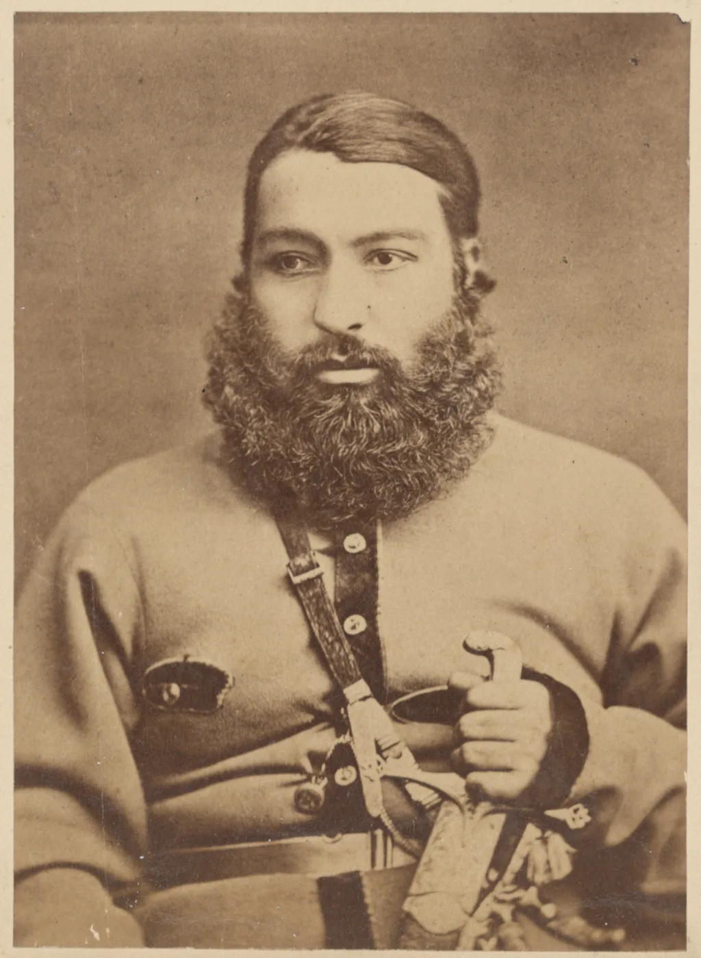 This photograph of the Afghan amir, Abd al-Raḥmān Khān (circa 1844–1901), is from an album of rare historical photographs depicting people and places associated with the Second Anglo-Afghan War. Abd al-Raḥmān Khān was known as the “Iron Ami