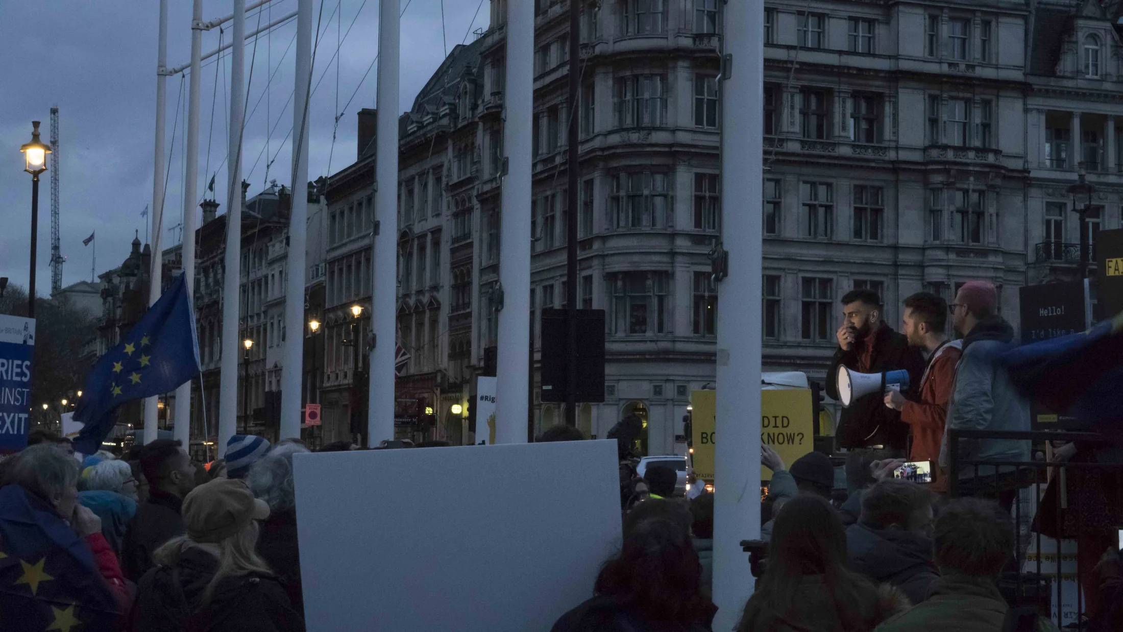 A protest following the Cambridge Analytics and Facebook data scandal with Christopher Wylie and Shahmir Sanni.