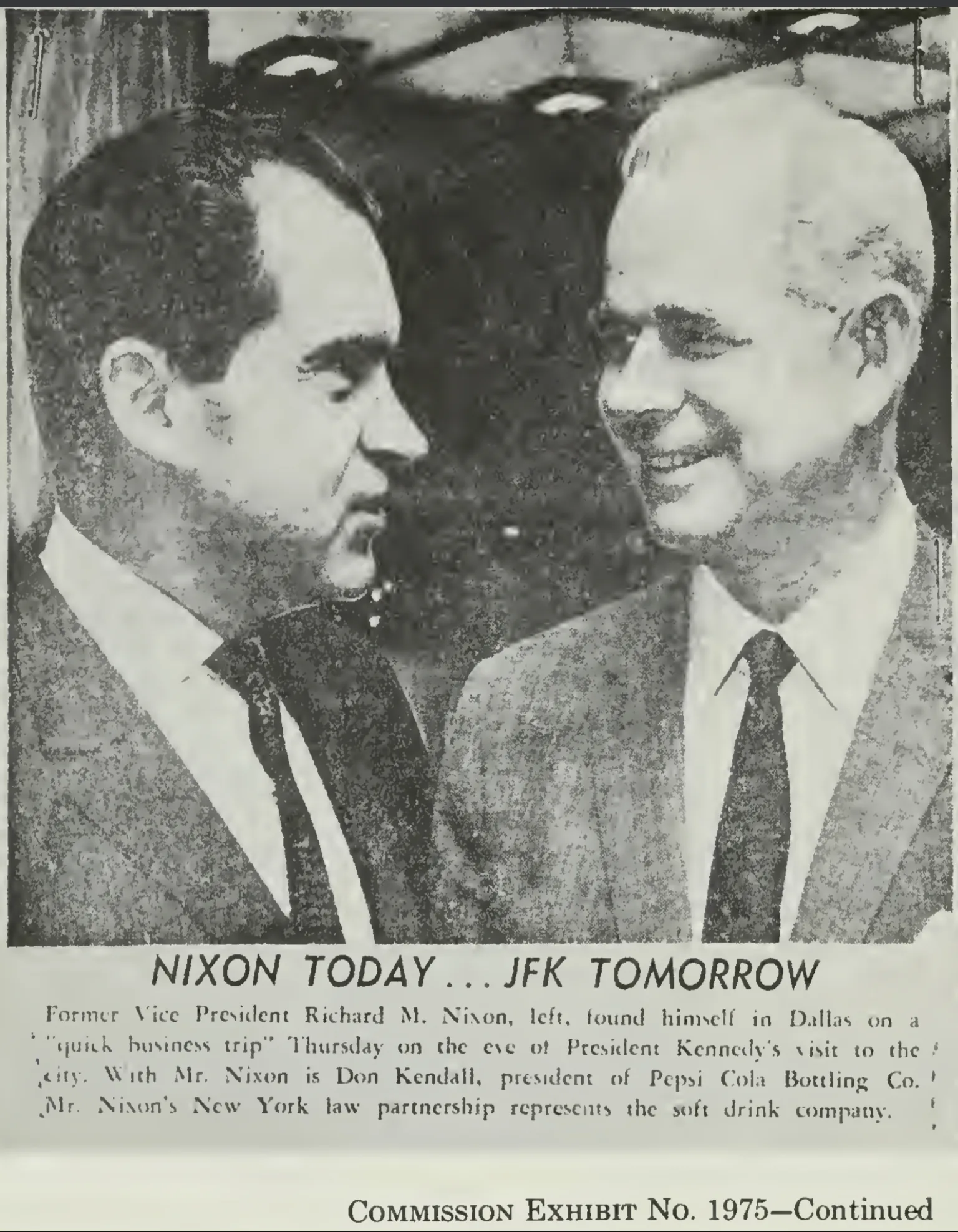 Nixon Today JFK Tomorrow day before JFK assassination, The Dallas Times Herald