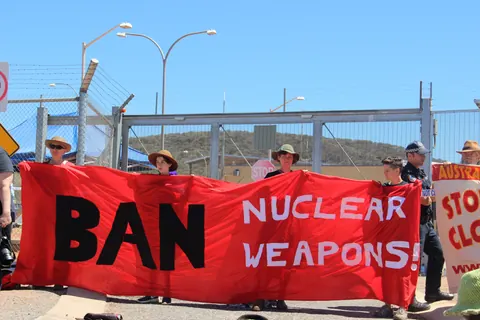 Peace/anti-nuclear protest at the Joint Defence Facility Pine Gap, Australia, in 2016