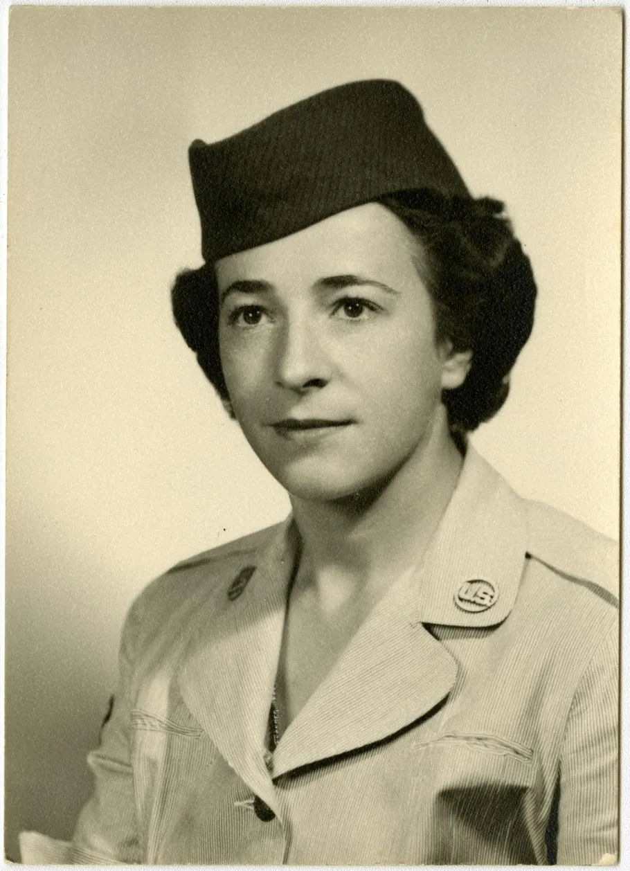 Professional portrait of Helen James in Airforce Uniform. Was taken before she was discharged due to the Lavender Scare of the 1950s.